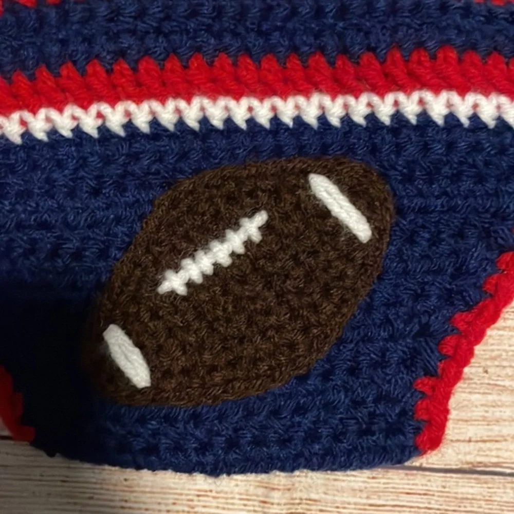 Handmade NY Giants Beanie Hat and Diaper Cover Set 🏈